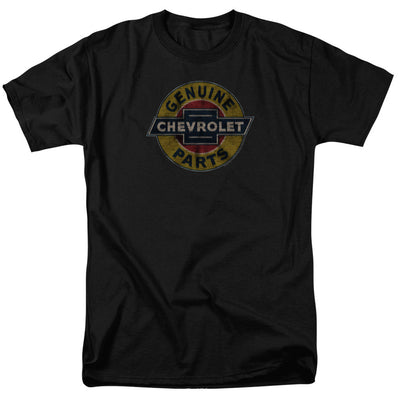 Chevrolet Genuine Chevy Parts Distressed Sign-Adult Regular Fit Short Sleeve-Black