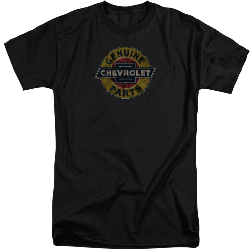 Chevrolet Genuine Chevy Parts Distressed Sign-Adult Tall Fit Short Sleeve-Black