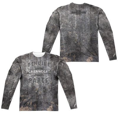Chevrolet Metal Bowtie (Front/Back Print)-Long Sleeve Adult Poly Crew-White