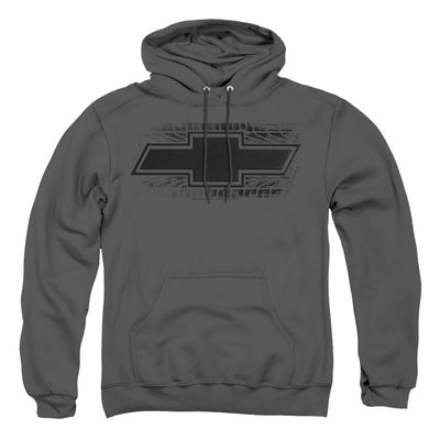 Chevrolet Bowtie Burnout-Adult Pullover Hoodie-Charcoal