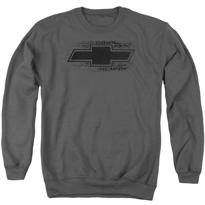 Chevrolet Bowtie Burnout-Adult Crewneck Sweatshirt-Charcoal