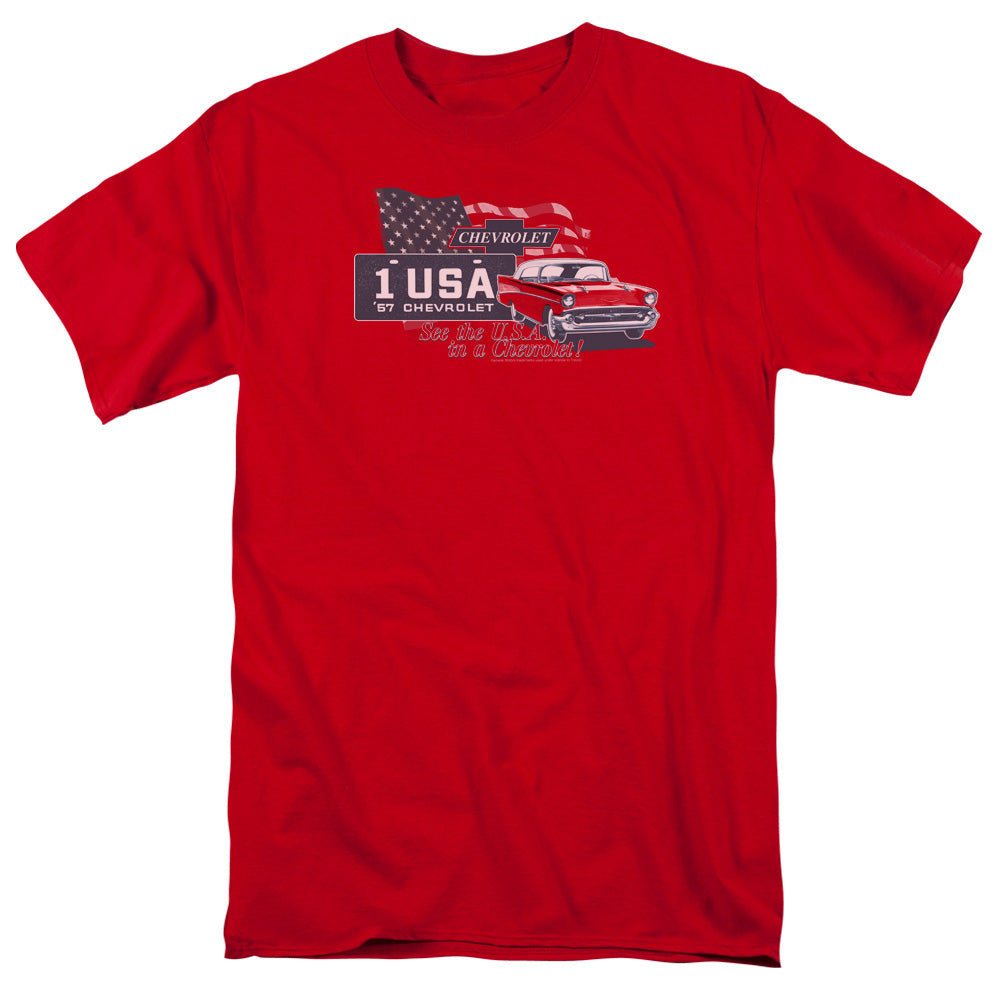 Chevrolet See The USA-Adult Regular Fit Short Sleeve-Red