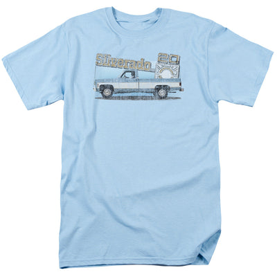 Chevrolet Old Silverado Sketch-Adult Regular Fit Short Sleeve-Light Blue