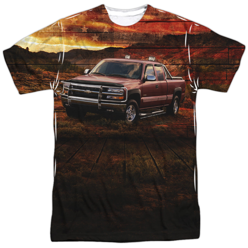 Chevrolet Silverado in the Mud-Adult Regular Fit Short Sleeve 100% Poly-White