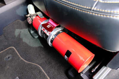 Direct Fit Fire Extinguisher Mount - Seat - Ford F-Series (including Super Duty & Expedition) (2018+), Escape, Mustang (2018-2022), Mustang Mach E (2020+)