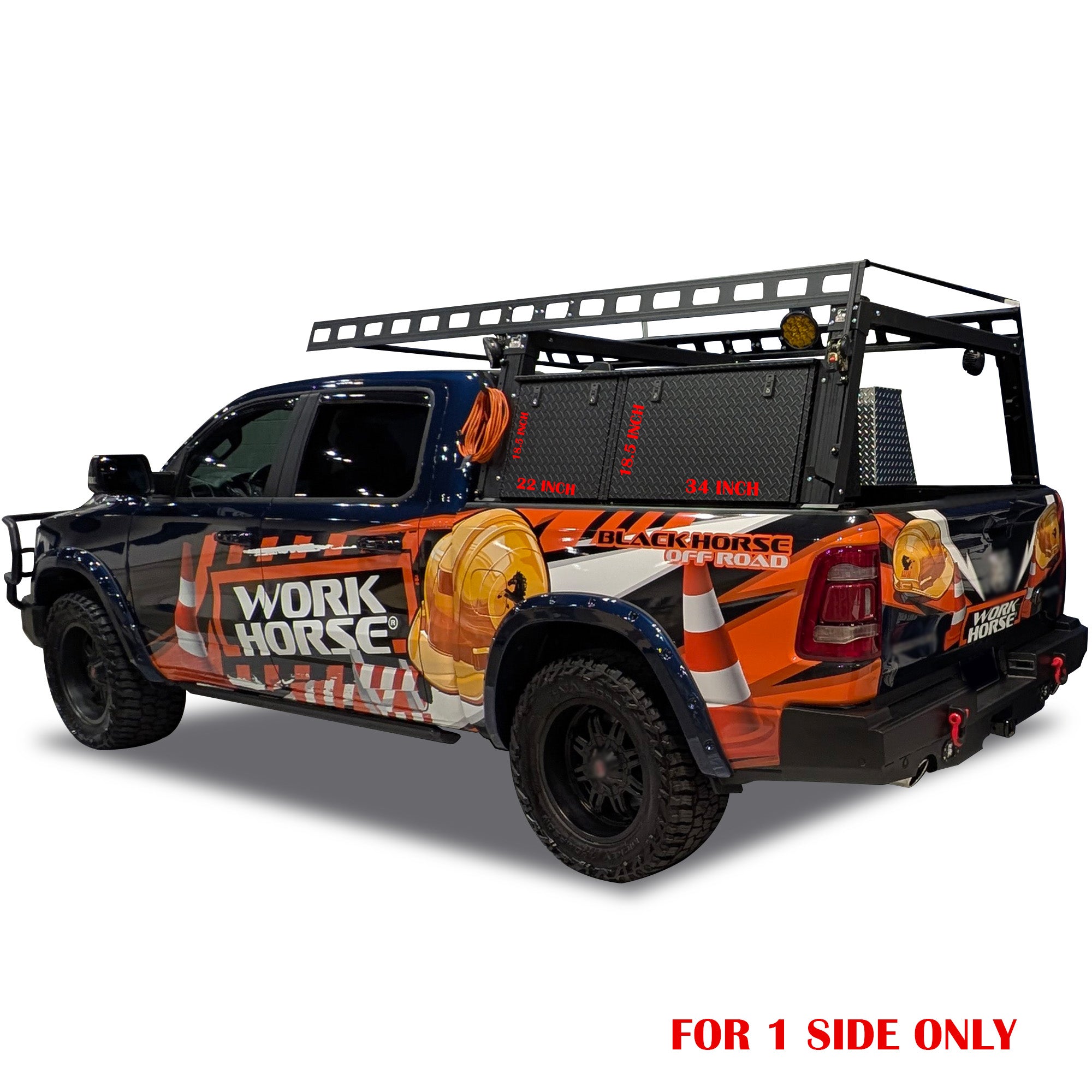 Base K2 Over Cab Rack With Tool Box | Black Horse Off Road - Image 5