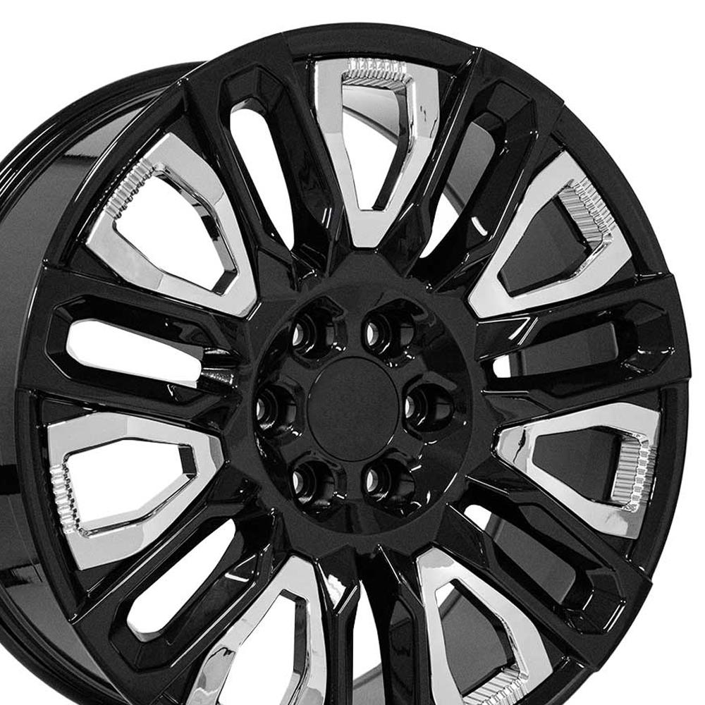 OE Wheels CV57 22x9 Gloss Black with Chrome Insert replica wheel