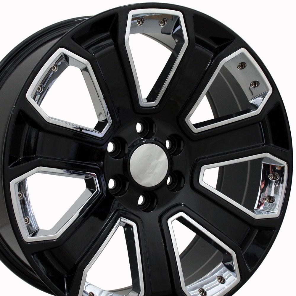 OE Wheels CV93B 22x9 Gloss Black with Chrome Insert replica wheel