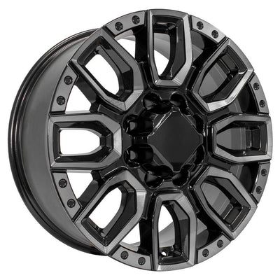 OE Wheels CV97B 20x8.5 Gloss Black with Milled Edge with Tinted Clear replica wheel