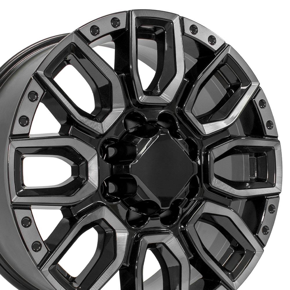 OE Wheels CV97B 20x8.5 Gloss Black with Milled Edge with Tinted Clear replica wheel