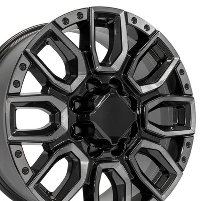 OE Wheels CV97B 20x8.5 Gloss Black with Milled Edge with Tinted Clear replica wheel