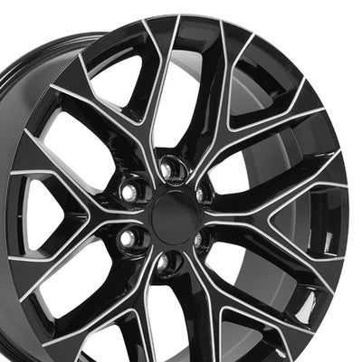 OE Wheels CV98B 22x9 Gloss Black with Milled Edge replica wheel