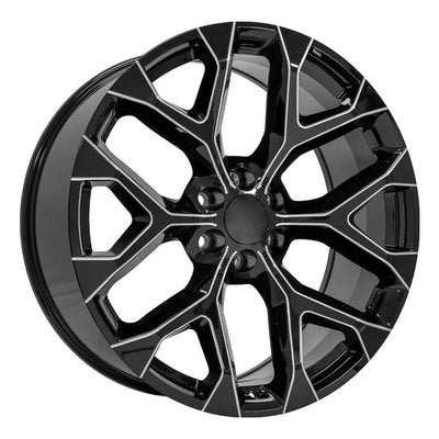 OE Wheels CV98B 24x10 Gloss Black with Milled Edge replica wheel