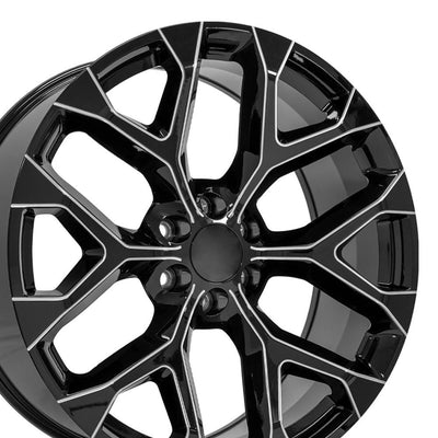 OE Wheels CV98B 24x10 Gloss Black with Milled Edge replica wheel
