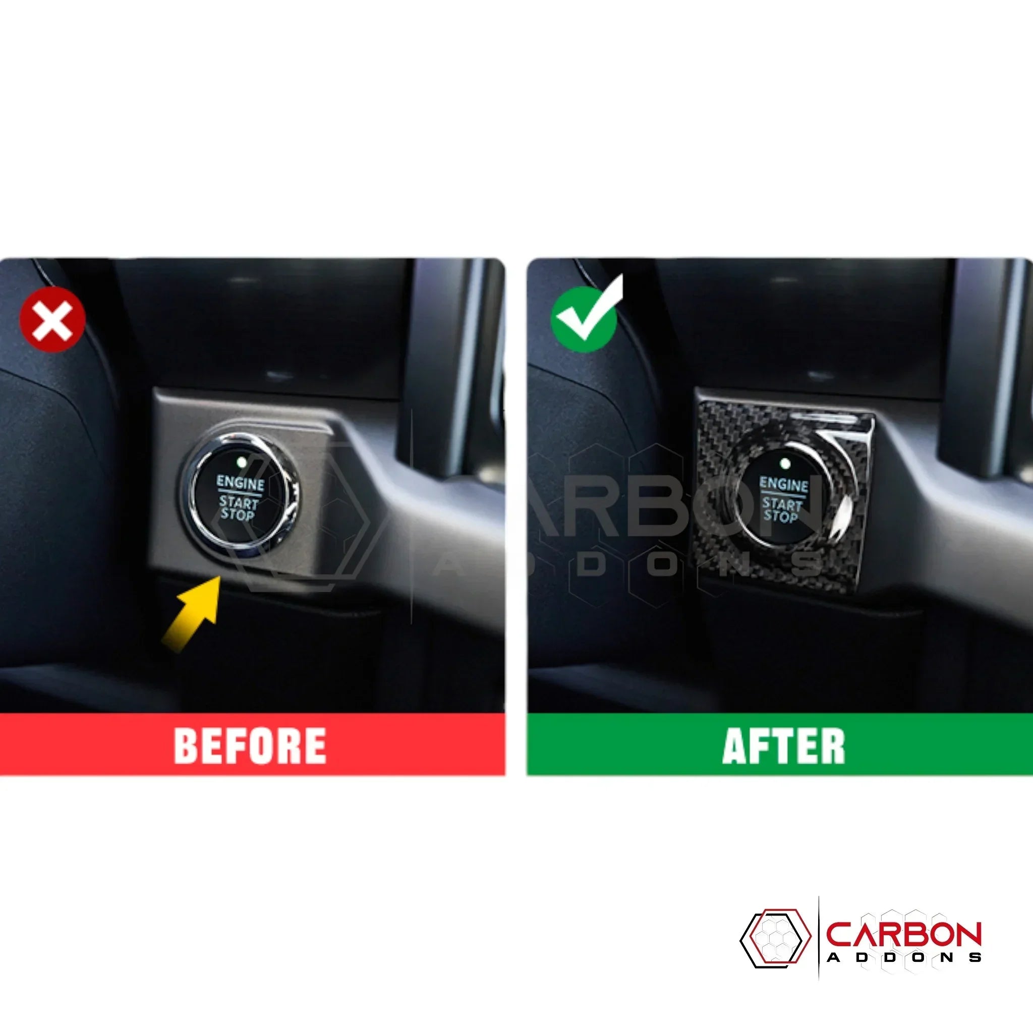 Carbon Fiber Start Stop Button Surround Cover for 2021–2025 Ford F-150 & 2021–2023 Ford F-250