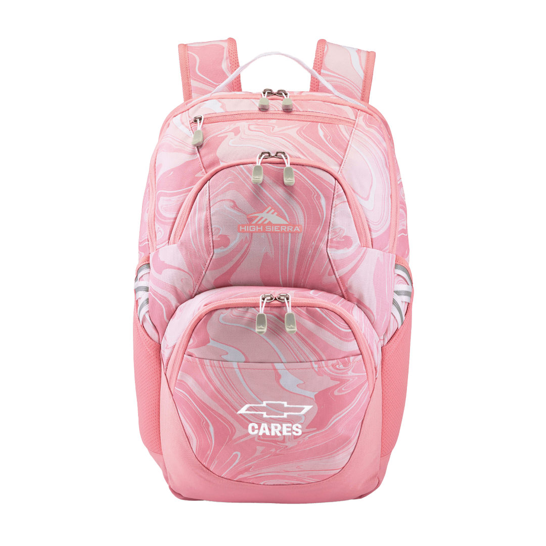 Chevy Cares High Sierra Swoop SG backpack in pink marbled swirl