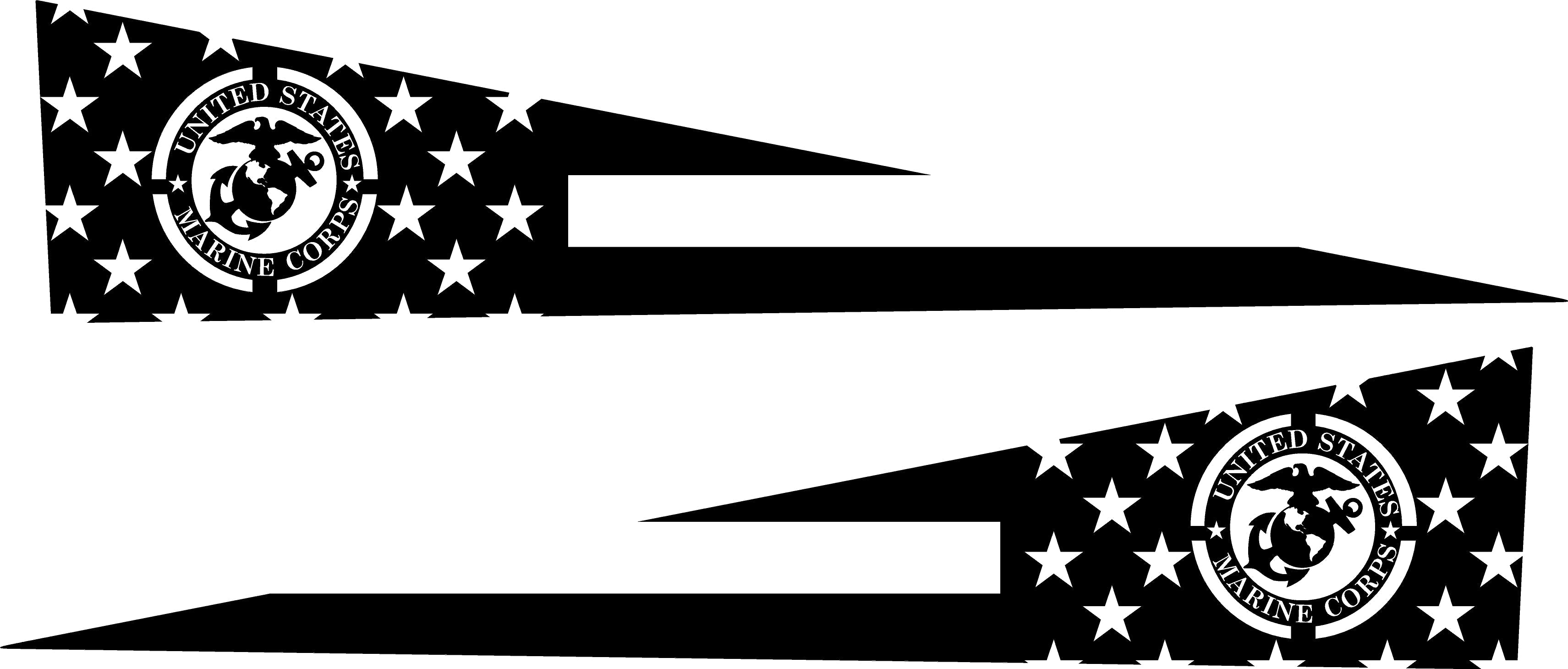 United States Marine Corps Bedside Panel Decals For The 2023-2024 Tesla Cybertruck (x2)