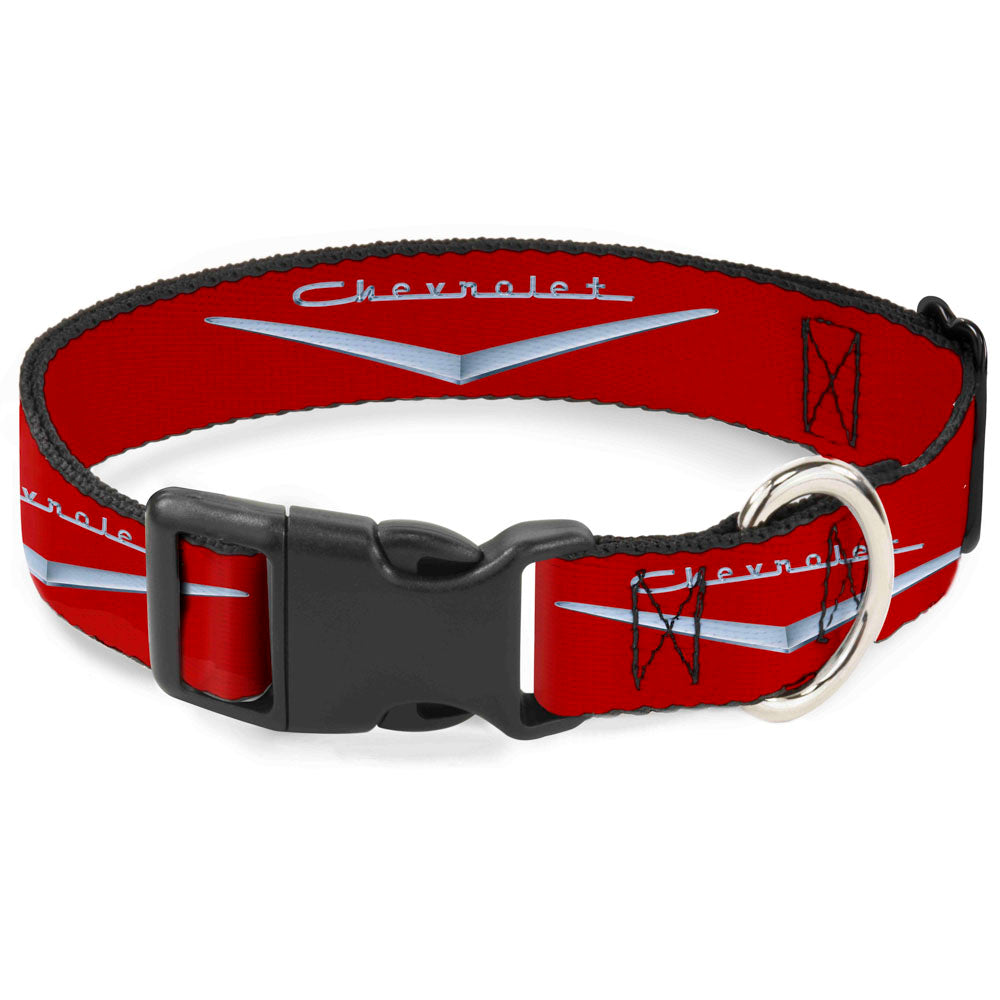 Plastic Clip Collar - 1955-57 CHEVROLET V Emblem Red/Silver
