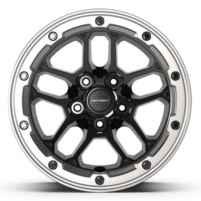 Defiant DF01 17x8 Gloss Black with Milled Edge wheel, 5x127, 12mm offset