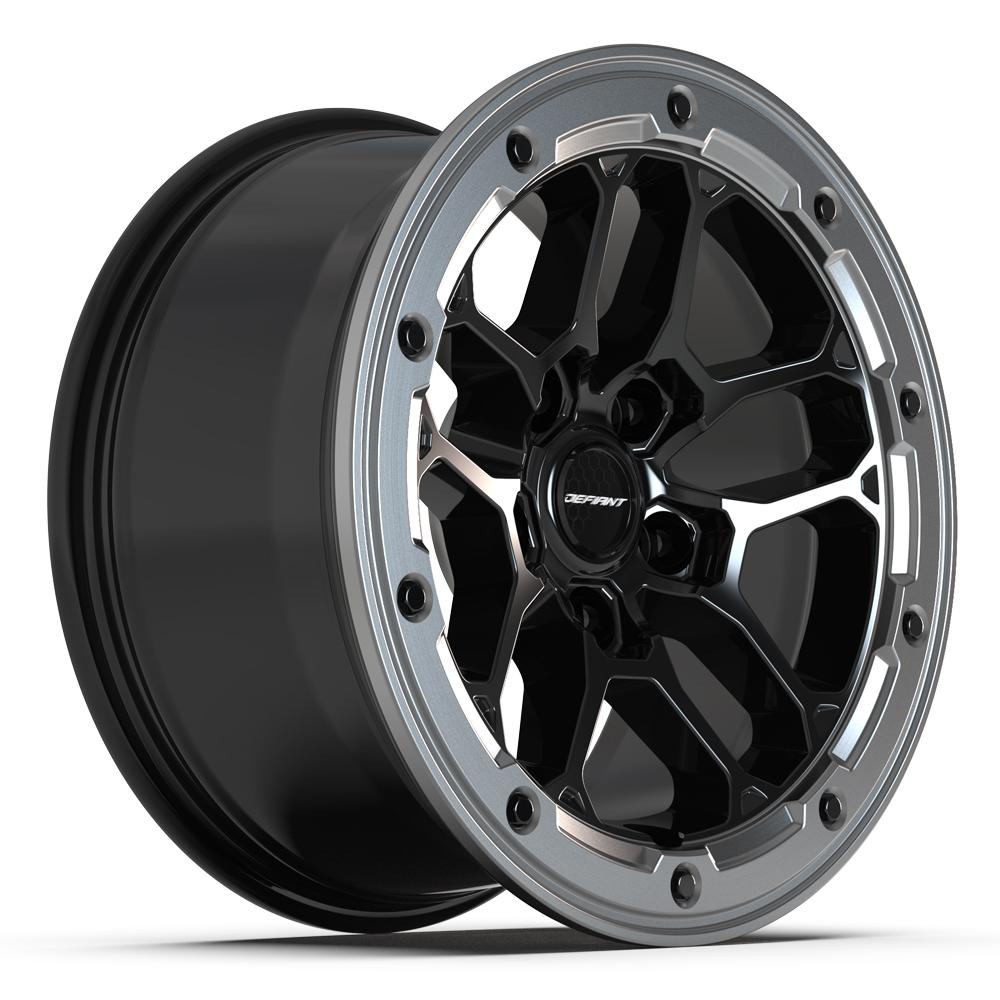 Set of 4 Defiant DF01 17x8 Gloss Black with Milled Edge wheel, 5x127, +12mm offset