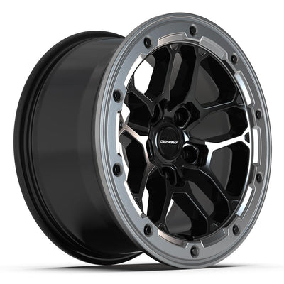 Set of 4 Defiant DF01 17x8 Gloss Black with Milled Edge wheel, 5x127, +12mm offset