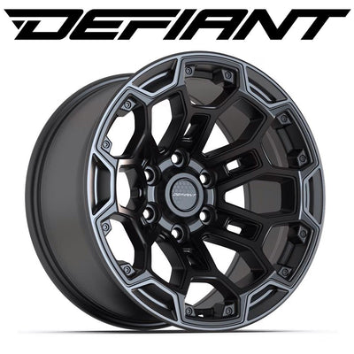 Set of 4 Defiant DF03 18x9 Satin Black with Dark Satin Charcoal 2-Tone wheel, 6x139.7, -12mm offset