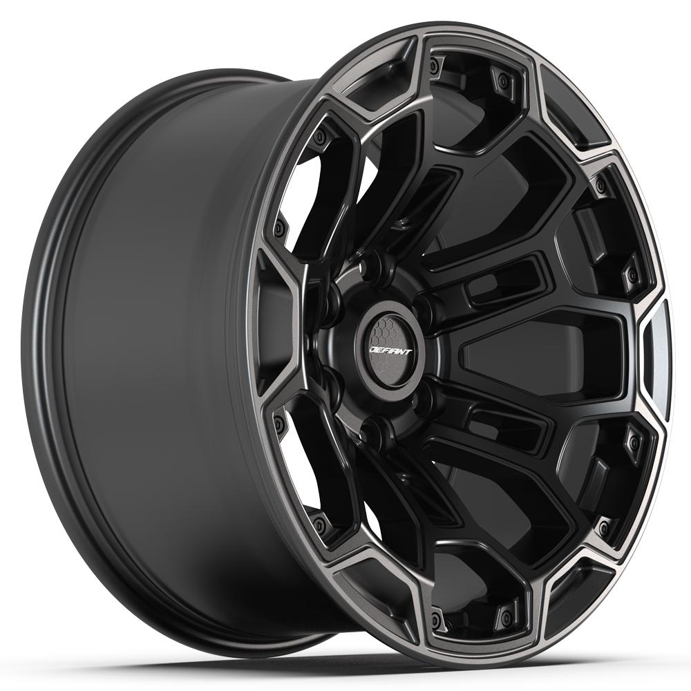 Set of 4 Defiant DF03 18x9 Satin Black with Dark Satin Charcoal 2-Tone wheel, 6x139.7, -12mm offset