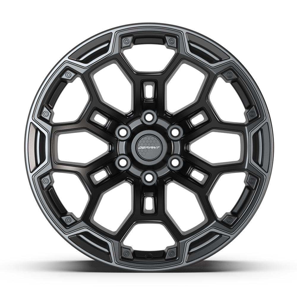 Set of 4 Defiant DF03 20x9 Satin Black with Dark Satin Charcoal 2-Tone wheel, 6x139.7, -12mm offset