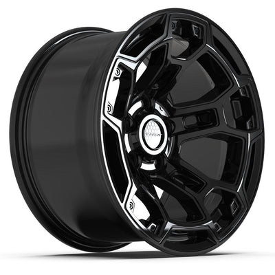 Set of 4 Defiant DF03B 17x9 Gloss Black wheel, 5x127, -12mm offset