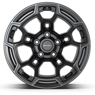 Set of 4 Defiant DF03B 17x9 Satin Black with Dark Satin Charcoal 2-Tone wheel, 5x127, -12mm offset