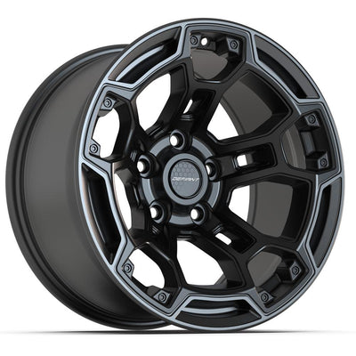 Set of 4 Defiant DF03B 17x9 Satin Black with Dark Satin Charcoal 2-Tone wheel, 5x127, -12mm offset