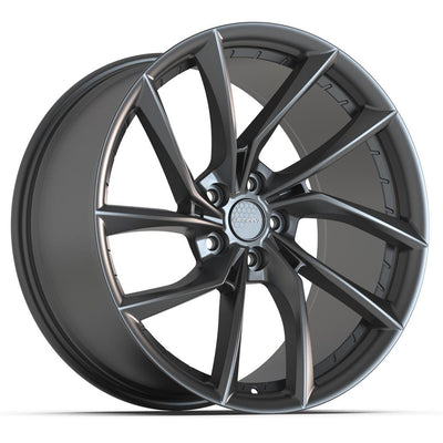 Set of 4 Defiant DF06 20x10 Dark Satin Charcoal wheel, 5x114.3, +35mm offset