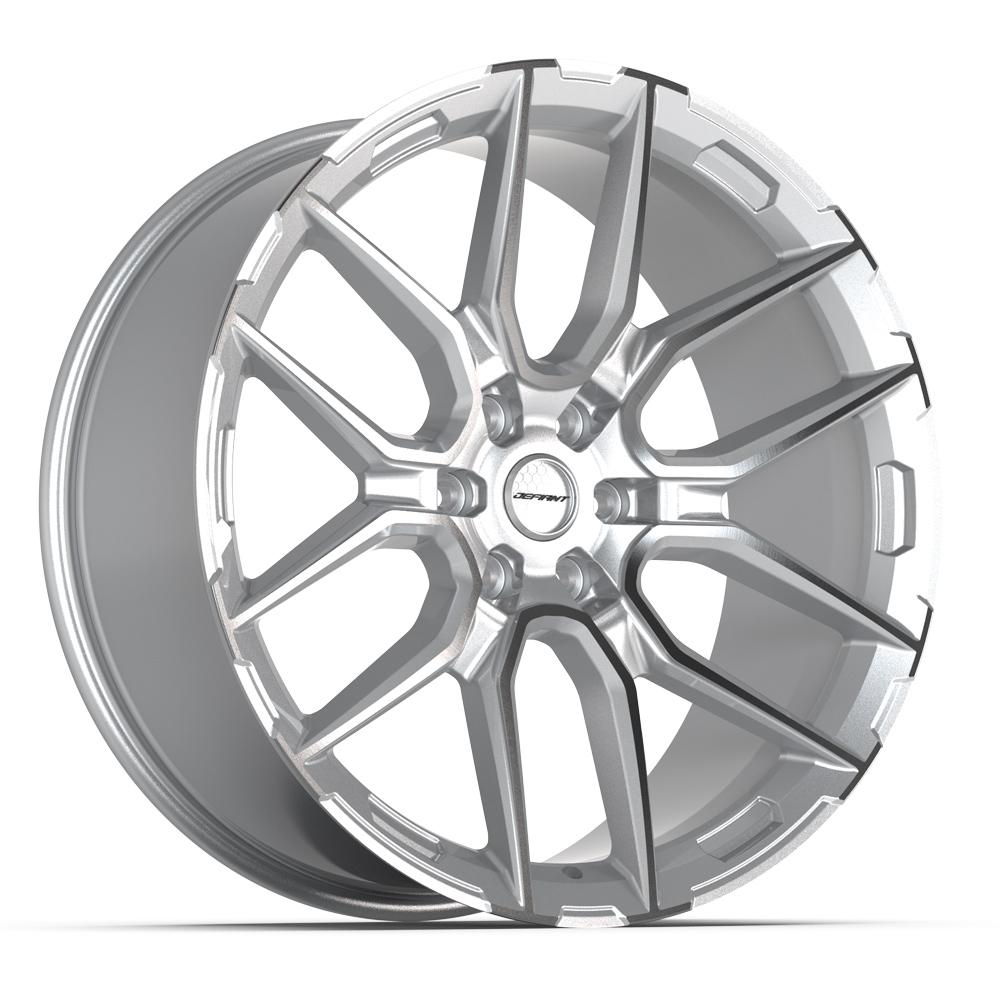 Set of 4 Defiant DF18A 24x10 Gloss Silver Machined wheel, 6x139.7, +24mm offset