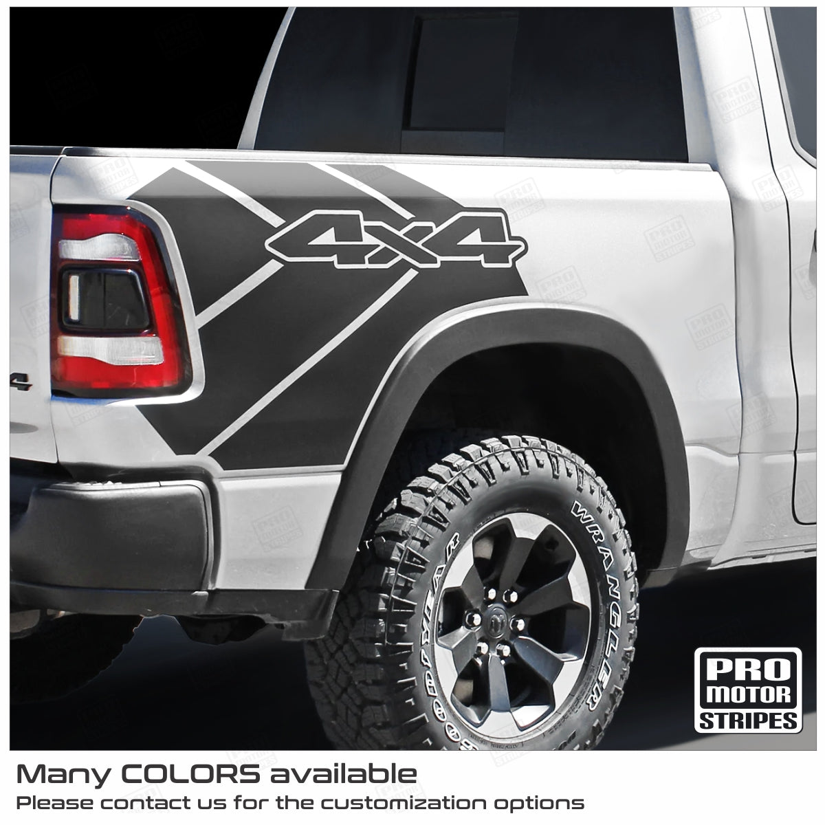 Dodge RAM 1500 Rebel 2019-2024 Rear Quarter Bed Decal 4x4 Stripe