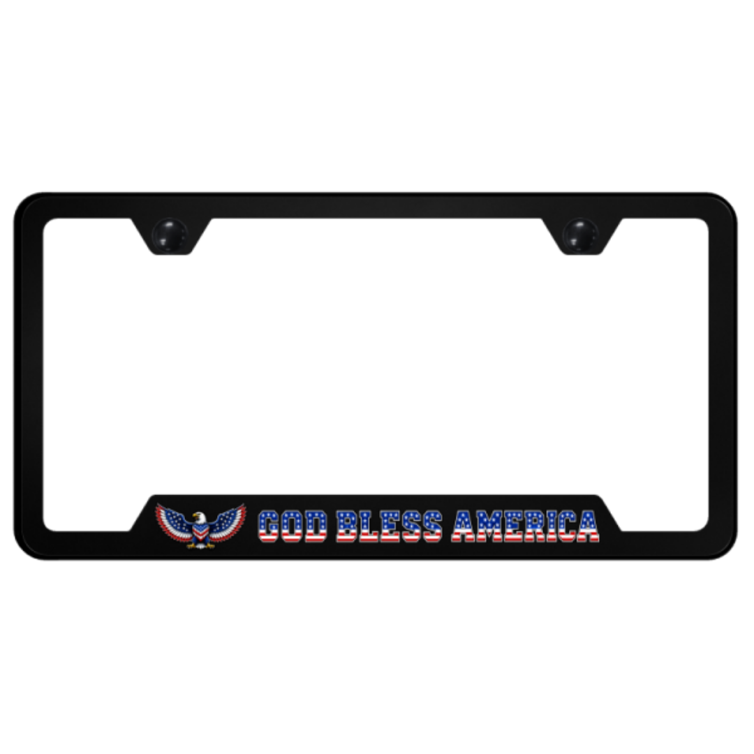 God Bless America Eagle License Plate Frame | UV Print on Black