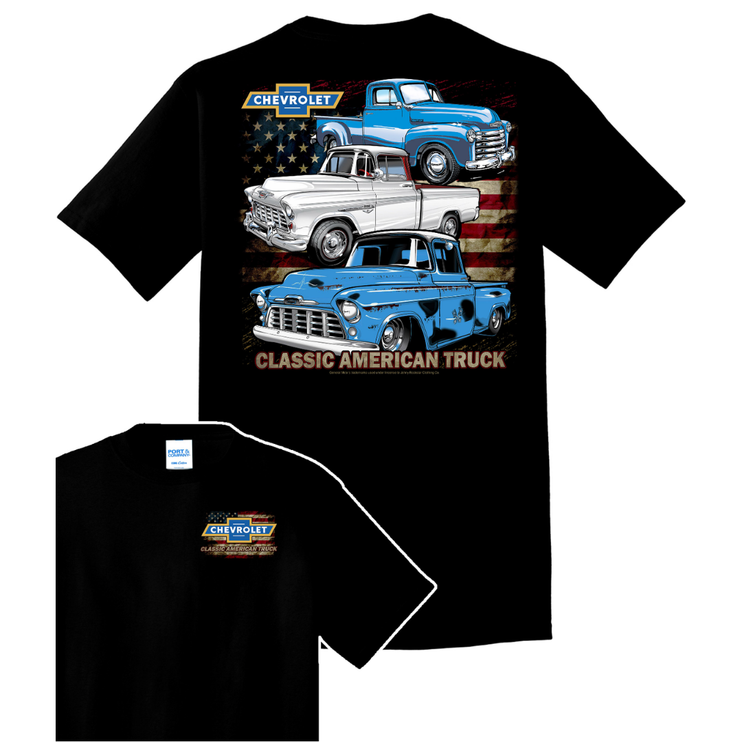 Early Gen Chevy Truck 100% Cotton T-Shirt – Classic American Truck (Black)