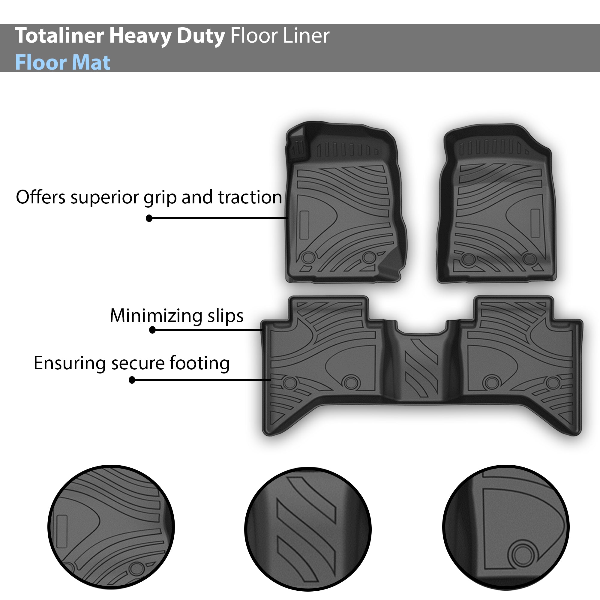 2015-2019 Chevrolet Colorado Totaliner Heavy Duty Floor Liner Anti-Skid | Black Horse Off Road - Image 3