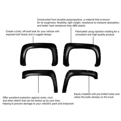 2007-2014 Chevrolet Silverado 1500 Fender Flares Riveted Style | Black Horse Off Road - Image 9
