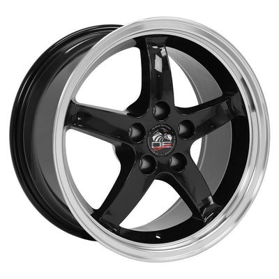 OE Wheels FR04B 17x9 Gloss Black Machined Lip replica wheel