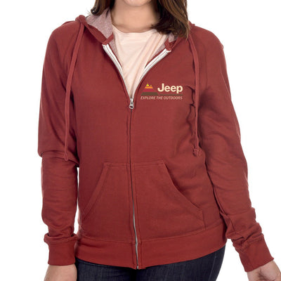 Mens Jeep® Explore The Outdoors Zip French Terry Hooded Sweatshirt - Spice Heather