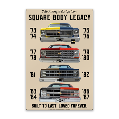 Chevrolet C10 Truck USA‑Made Steel Wall Décor 12” x 18” – Square Body Evolution Sign
