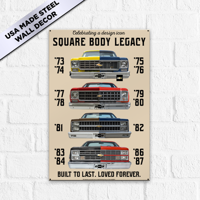 Chevrolet C10 Truck USA‑Made Steel Wall Décor 12” x 18” – Square Body Evolution Sign