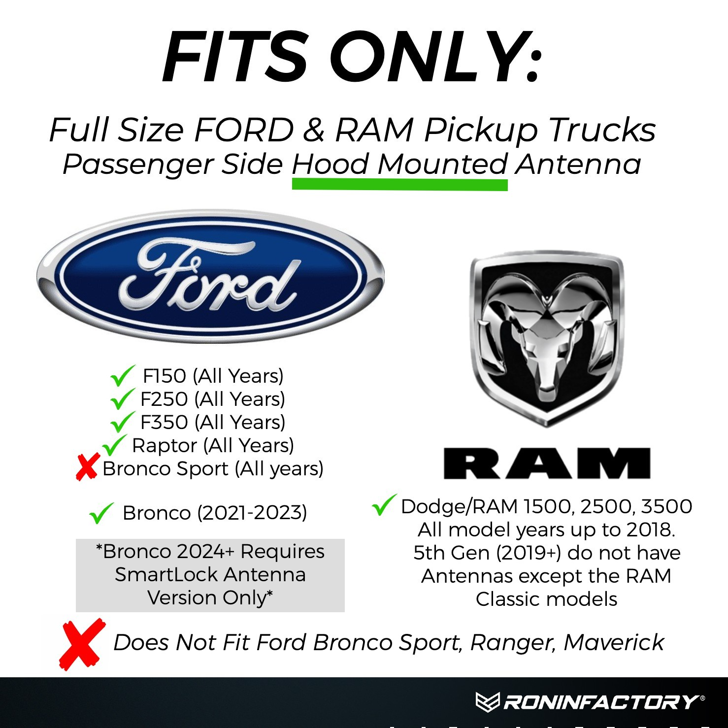 FORD TUFFLOCK® FLEXIBLE ANTENNA (8 INCH)