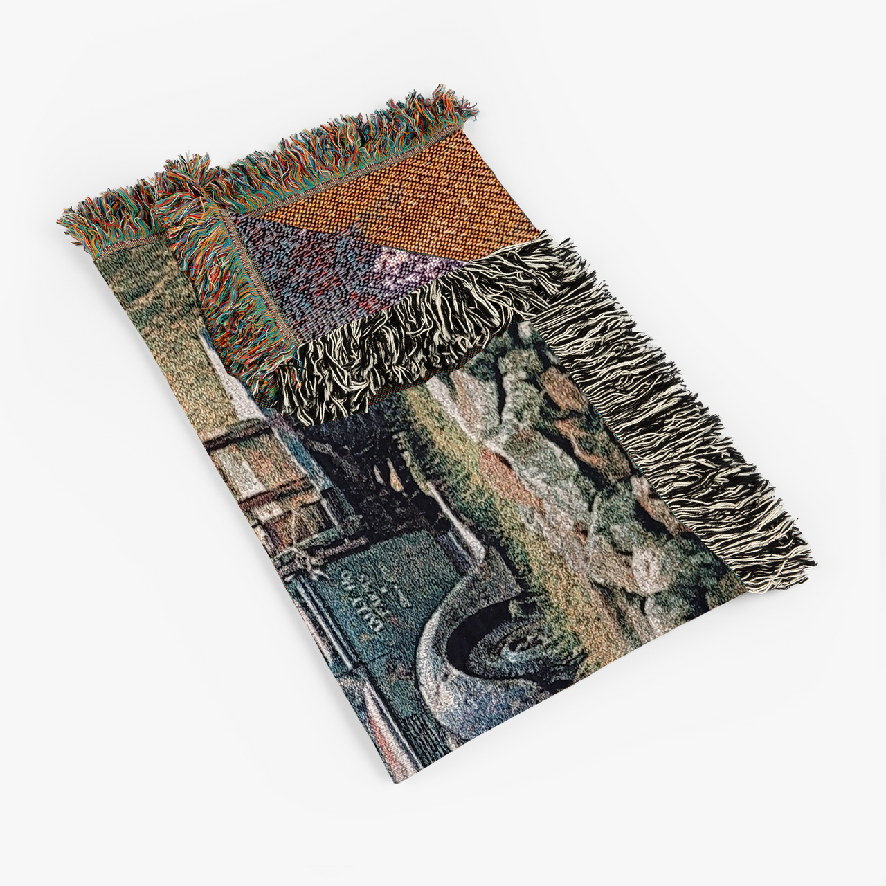 Truck, Barn and Horses Farm Scene 100% Cotton Woven Tapestry Blanket by Renowned Artist Greg Giordano