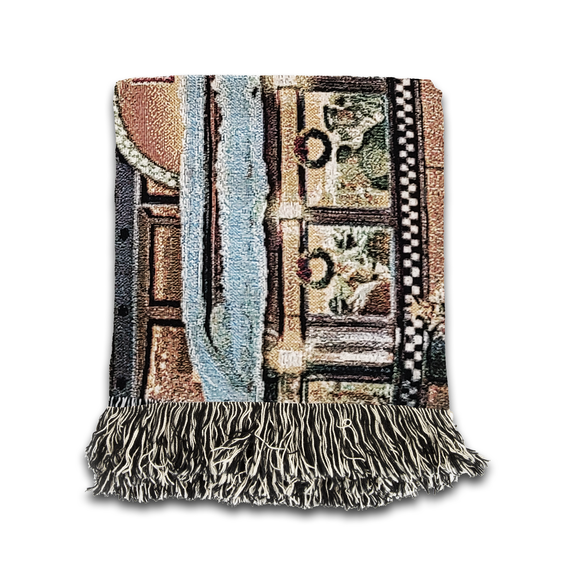 Christmas Route 66 Diner Scene 100% Cotton Woven Tapestry Blanket by Renowned Artist Greg Giordano