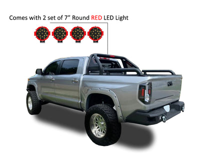Gladiator Roll Bar Kit Modular Incl. 2 pairs of 7.0"Dia.  LED  Lights w/Red Trim Rings w/ Wiring Harness and Switch | Black Horse Off Road - Image 9