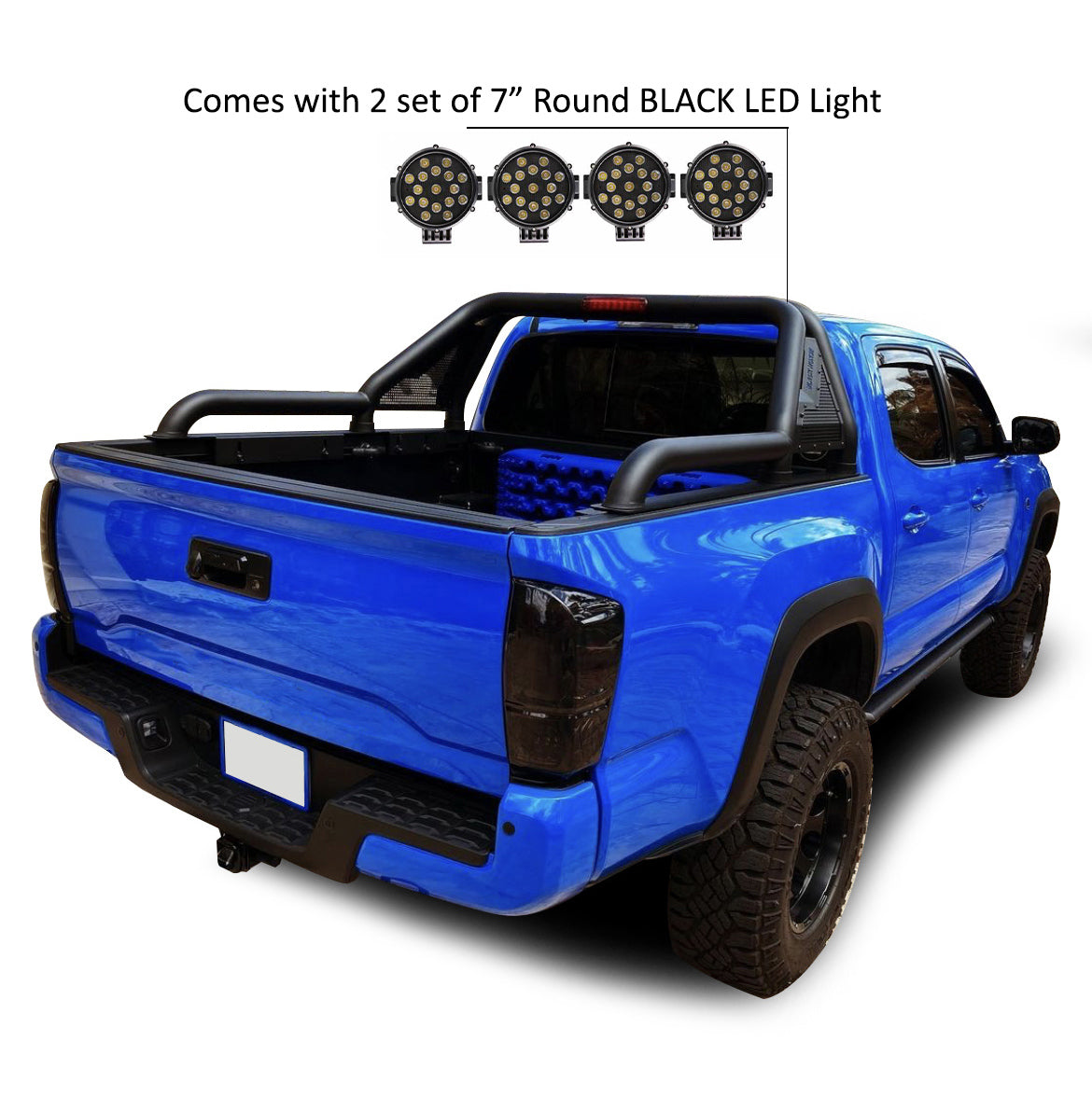 2015-2026 Canyon Gladiator Roll Bar Kit Modular Incl. 2 pairs of 7.0"Dia.  LED  Lights w/ Black Trim Rings w/ Wiring Harness and Switch | Black Horse Off Road - Image 10