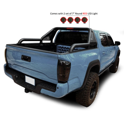 2015-2026 Canyon Gladiator Roll Bar Kit Modular Incl. 2 pairs of 7.0"Dia.  LED  Lights w/Red Trim Rings w/ Wiring Harness and Switch | Black Horse Off Road - Image 10