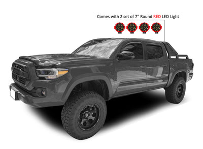 2015-2026 Canyon Gladiator Roll Bar Kit Modular Incl. 2 pairs of 7.0"Dia.  LED  Lights w/Red Trim Rings w/ Wiring Harness and Switch | Black Horse Off Road - Image 9