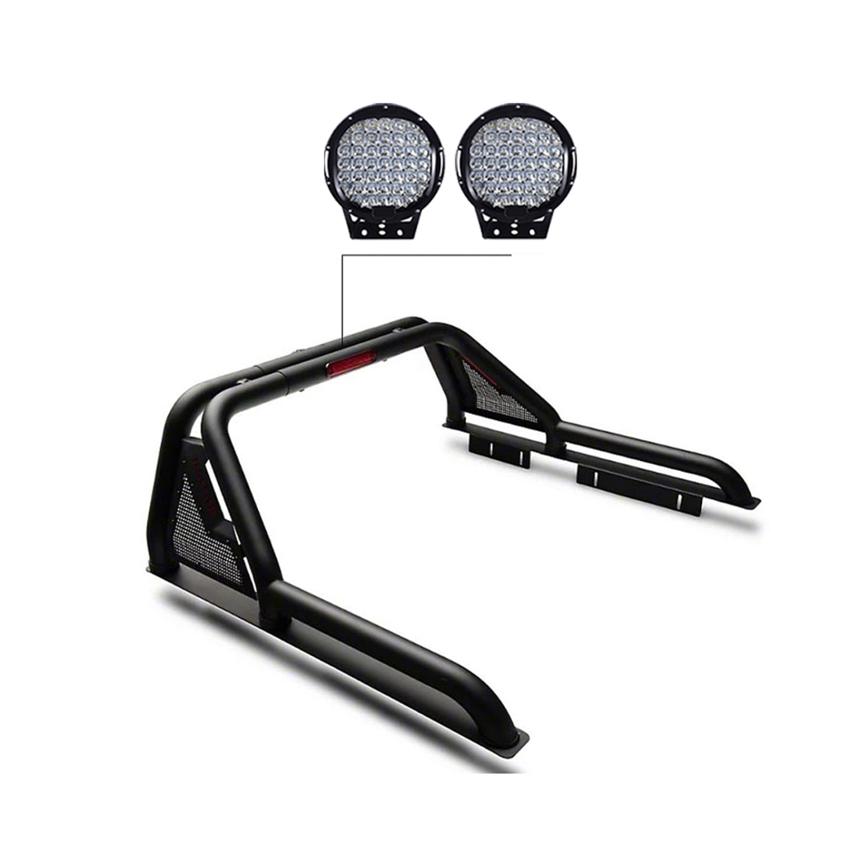 2005-2021 Nissan Frontier Gladiator Roll Bar Kit Modular W/ Set of 9" Black Round LED Light | Black Horse Off Road - Image 1